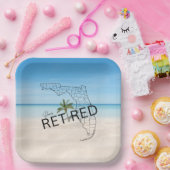 Gelukkig gepensioneerd Florida Tropical Beach & Pa Papieren Bordje (Feest)