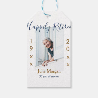 gelukkig gepensioneerd foto 19XX-20XX JAAR DIENST Cadeaulabel