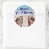 Gelukkig Gepensioneerd Funny Voeten op Strand Ronde Sticker (Tas)