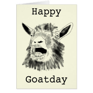 Gelukkig geschrokken Goat Day Funny Quirky Tekenin