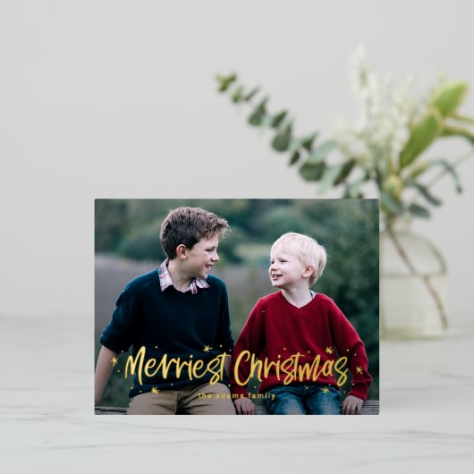 Gelukkig getrokken Merriest Christmas Folie Briefk Folie Feestdagen Briefkaart (Staand Voorkant)