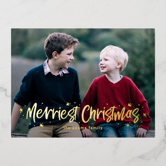 Gelukkig getrokken Merriest Christmas Folie Briefk Folie Feestdagen Briefkaart (Voorkant)