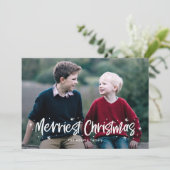 Gelukkig getrokken vrolijkste kerst fotokaart feestdagenkaart (Staand voorkant)