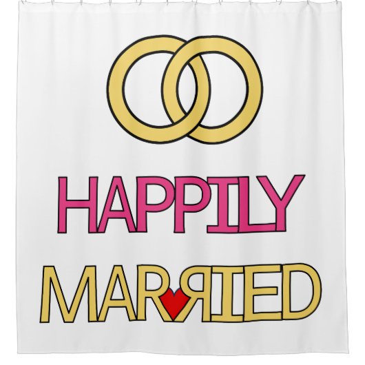 Gelukkig getrouwd douchegordijn (Voorkant)