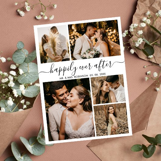 Gelukkig getrouwd foto bruiloft dankkaart bedankkaart