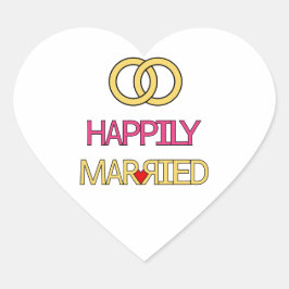 Gelukkig Getrouwd Hart Sticker