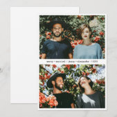 Gelukkig Getrouwd Jonggehuwd Twee Foto Minimalisti Feestdagenkaart (Voorkant / Achterkant)