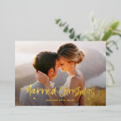 Gelukkig Getrouwd Kerst Echt Folie Kaart (Staand Voorkant)