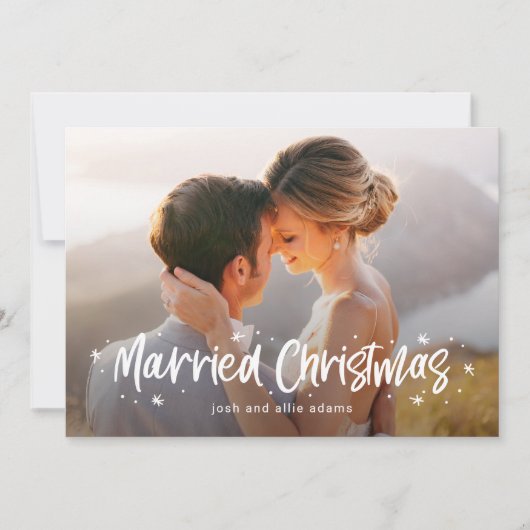 Gelukkig Getrouwd Kerst Foto Kaart (Voorkant)
