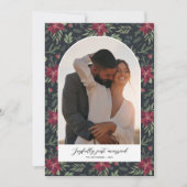 Gelukkig Getrouwd Kerst Foto's Bloemboog Feestdagenkaart (Voorkant)