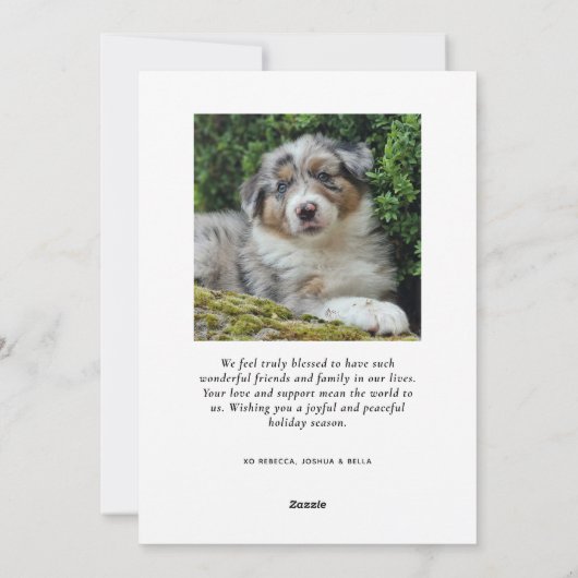 Gelukkig Getrouwd Kerst Foto's Bloemboog Feestdagenkaart (Achterkant)