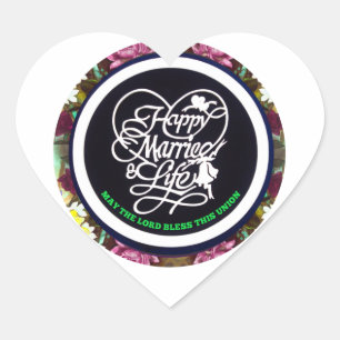 Gelukkig getrouwd leven Huwelijkssticker Hart Sticker