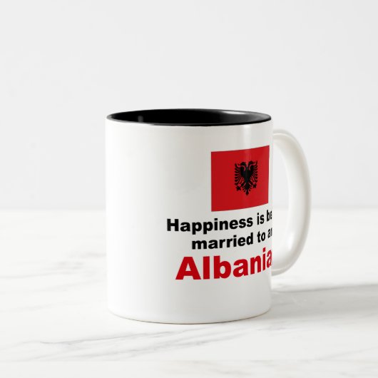 Gelukkig getrouwd met Albanees Tweekleurige Koffiemok (Voorkant rechts)