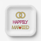 Gelukkig getrouwd papieren bordje (Voorkant)