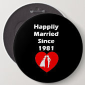 Gelukkig getrouwd sinds 1981 ronde button 6,0 cm (Voorkant /achterkant)