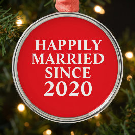 Gelukkig getrouwd sinds Custom Couples Kerstmis Metalen Ornament