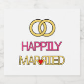 Gelukkig getrouwd sparkling wijnetiket (Enkel label)