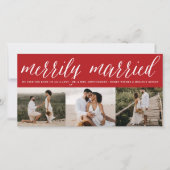 Gelukkig getrouwde meneer en mevrouw Eerste kerst  Feestdagenkaart (Voorkant)