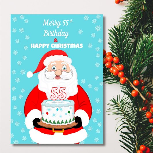 Gelukkig gezegende 55e verjaardag Kerstmis Kerstma Kaart