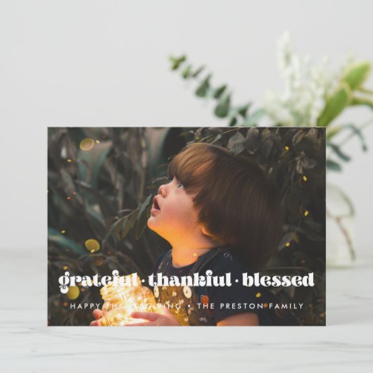 Gelukkig Gezegende familie van de Thanksgiving zon Feestdagenkaart (Staand voorkant)