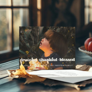 Gelukkig Gezegende familie van de Thanksgiving zon Feestdagenkaart