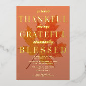 Gelukkig Gezegende Partij voor de Thanksgiving Folie Uitnodiging (Voorkant)