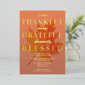 Gelukkig Gezegende Partij voor de Thanksgiving Folie Uitnodiging (Staand Voorkant)