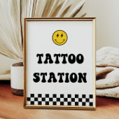 Gelukkig Gezicht Eén Gelukkige Kerel Tattoo Statio Poster