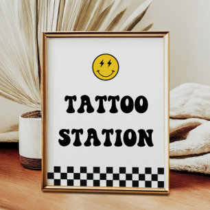 Gelukkig Gezicht Eén Gelukkige Kerel Tattoo Statio Poster