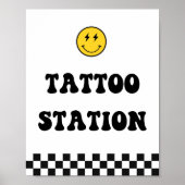 Gelukkig Gezicht Eén Gelukkige Kerel Tattoo Statio Poster (Voorkant)