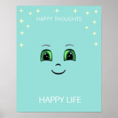 Gelukkig gezicht en vrolijke gedachten brengen gel poster (Voorkant)