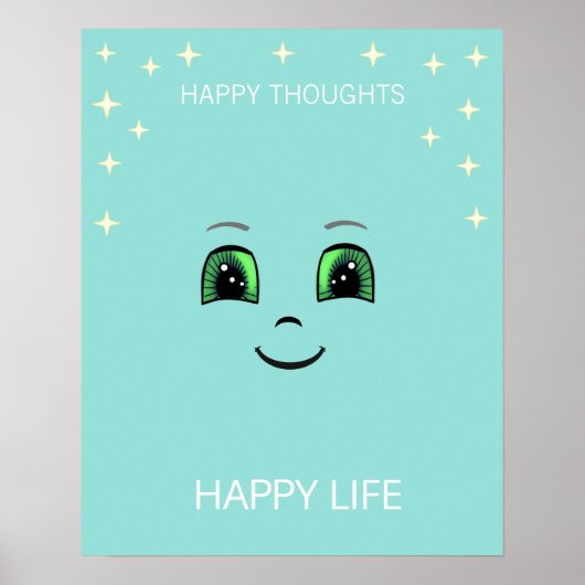 Gelukkig gezicht en vrolijke gedachten brengen gel poster (Voorkant)