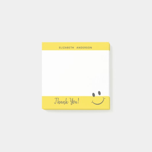 Gelukkig gezicht glimlachen Dank je personaliseren Post-it® Notes (Voorkant)