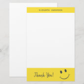 Gelukkig Gezicht glimlachen Dank u toevoegen Naam Briefpapier (Voorkant / Achterkant)