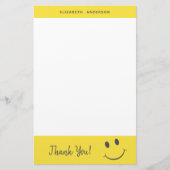 Gelukkig Gezicht glimlachen Dank u toevoegen Naam Briefpapier (Voorkant)