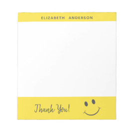 Gelukkig Gezicht glimlachen Dank u toevoegen Naam Notitieblok