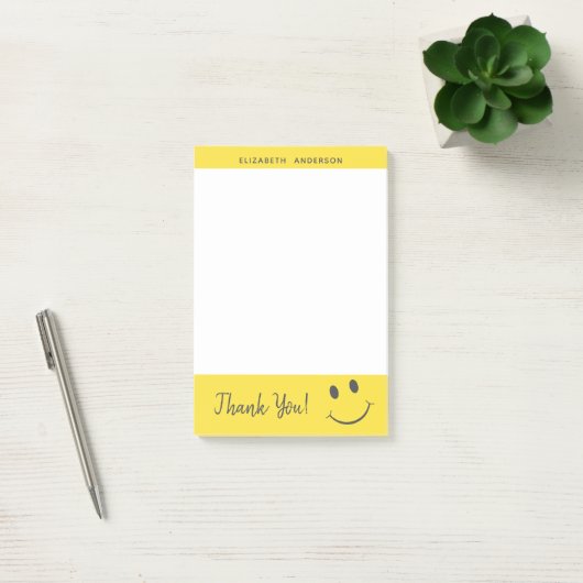 Gelukkig Gezicht glimlachen Dank u toevoegen Naam Post-it® Notes (Kantoor)