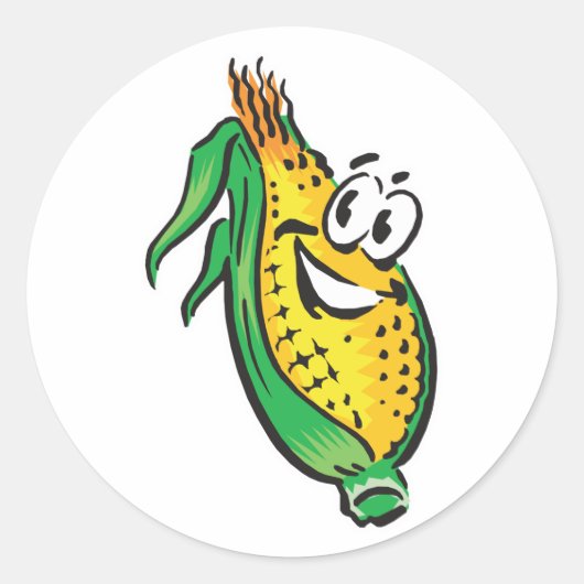 gelukkig gezicht maiskolf ronde sticker (Voorkant)