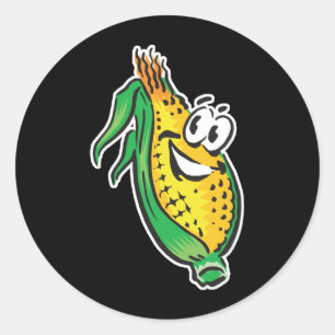 gelukkig gezicht maiskolf ronde sticker