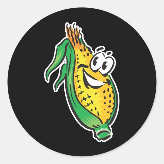 gelukkig gezicht maiskolf ronde sticker (Voorkant)