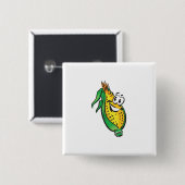 gelukkig gezicht maiskolf vierkante button 5,1 cm (Voorkant /achterkant)