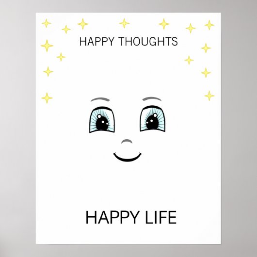 Gelukkig gezicht met motivatie sterren poster (Voorkant)