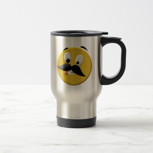 Gelukkig gezicht met Mustache Reisbeker (Rechts)