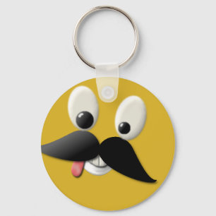 Gelukkig gezicht met Mustache Sleutelhanger