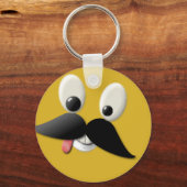 Gelukkig gezicht met Mustache Sleutelhanger (Voorkant)
