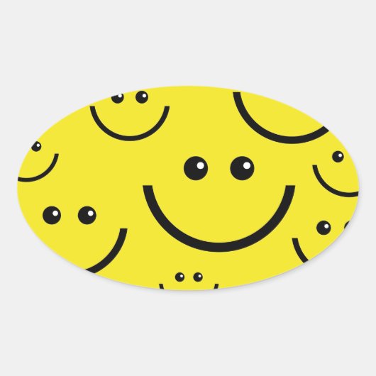 gelukkig gezicht ovale sticker (Voorkant)