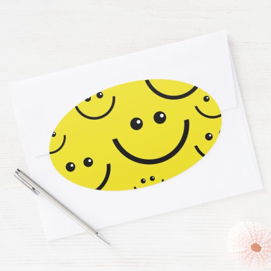 gelukkig gezicht ovale sticker (Envelop)