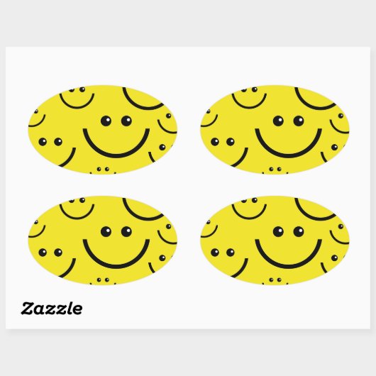 gelukkig gezicht ovale sticker (Vel)
