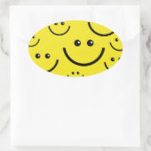 gelukkig gezicht ovale sticker (Tas)