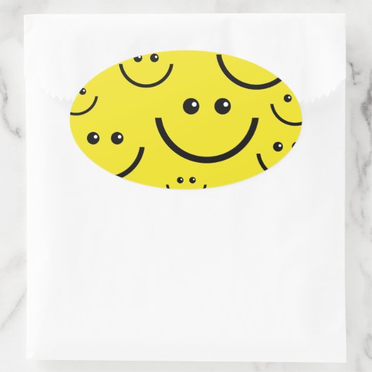 gelukkig gezicht ovale sticker (Tas)